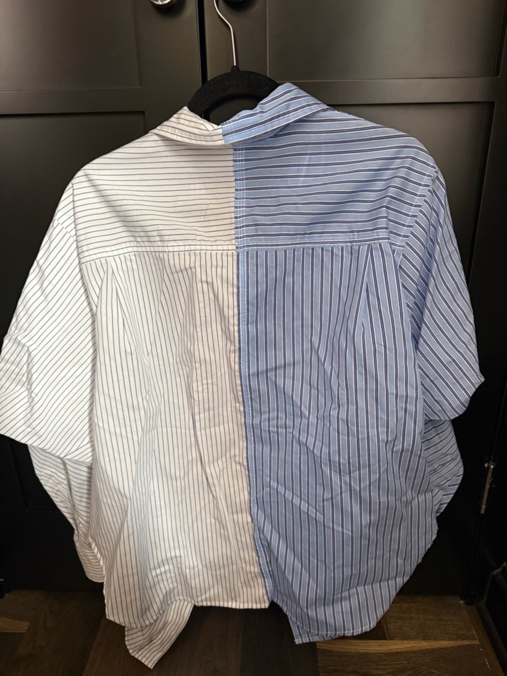 Zara Two-Tone Blue and White Striped Button-Down Shirt - Picture 5 of 6